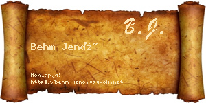 Behm Jenő névjegykártya