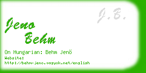 jeno behm business card